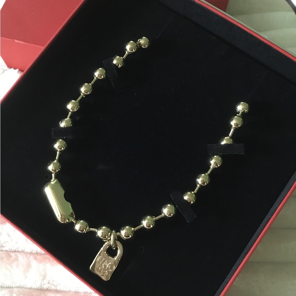 Gold Bead Padlock Necklace Uno de 50- Women fashion Jewelry includes box and COA